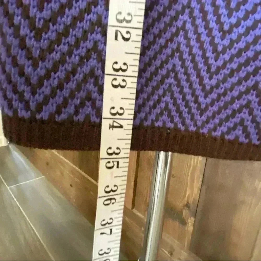 VINTAGE Valentino wool open front cardigan purple brown herringbone Sz IT42 US8